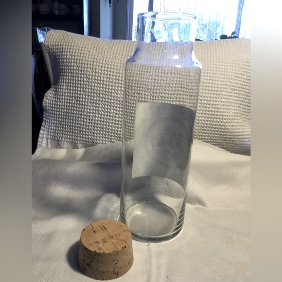 Vintage French Glass Carafe Blue and White Decanter~Barware~Storage - Picture 5 of 8